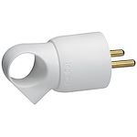 Fiche plastique 2P+T 16A à anneau - blanc