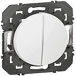 Double interrupteur ou va-et-vient dooxie 10AX 250V~ finition blanc
