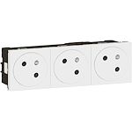 Triple prise de courant 2P+T Surface Mosaic Link racc latéral 6 mod - blanc
