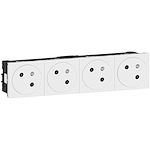 Prise 4x2P+T Surface Mosaic Link à raccordement latéral 8 modules - blanc