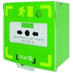 Déclen manuel vert 3 cts LED/buz 12/24/48V DC Reset façade+capot 2 clés sce