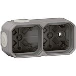 Boîtier saillie à embouts 2 postes horizontaux et verticaux Plexo gris