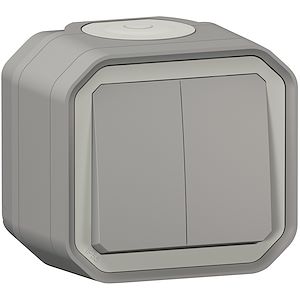 Va et Vient double - Legrand Plexo 55 - Gris - Composable