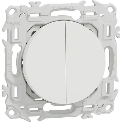  Odace - double va-et-vient ou poussoir - 10AX - blanc craie  