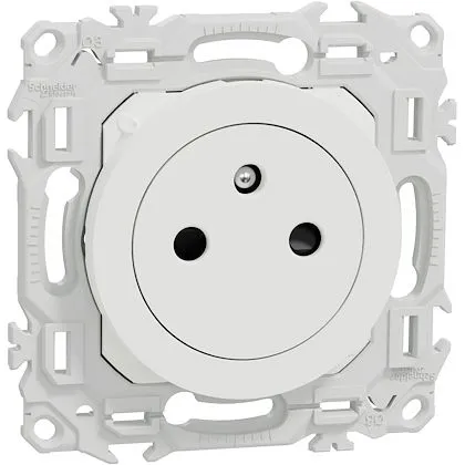 Odace - prise 2P+T affleurante - bornes automatiques - blanc craie  