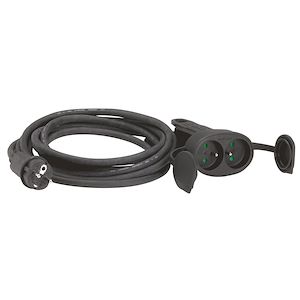 QLOUNI Fiche Double pour Prise, Rallonge avec 2 Prises Schuko 16A/ 250V/  Max.3680W 2 en 1 Adaptateur de Prise Distribution à 2 Voies IP44 Double  Prise