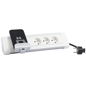 Legrand 054638, Bloc bureau équipé - 3x2P+T + chargeur sans fil induction  + chargeur USB 2,4 A