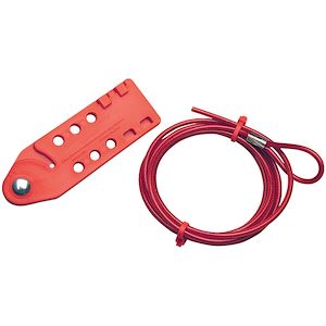 Système de consignation avec câble en acier 3 m rouge et machoire de sécurité