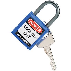 Cadenas de consignation corps nylon avec anse aluminium 38 mm bleu