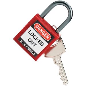 Cadenas consignation avec anse aluminium 38 mm rouge à clé identique