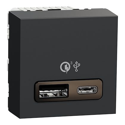 Schneider Electric Nu Unica Prise Chargeur Usb Double Rapide 18w 3 4a Type A C 2 Mod Anthra Rexel France