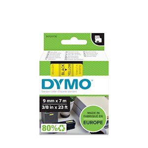 Dymo S0720730, Dymo D1 Ruban d'étiquettes autocollantes, 9mm x 7m, noir  sur fond jaune