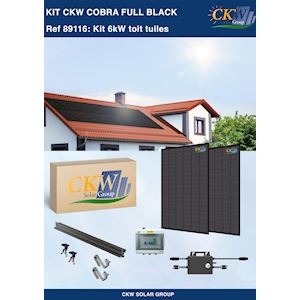 CKW Trading BV 89116, Kit Solaire Full Black 6KW-8 micro-onduleur 800W-16  panneaux 375W-toit tuile